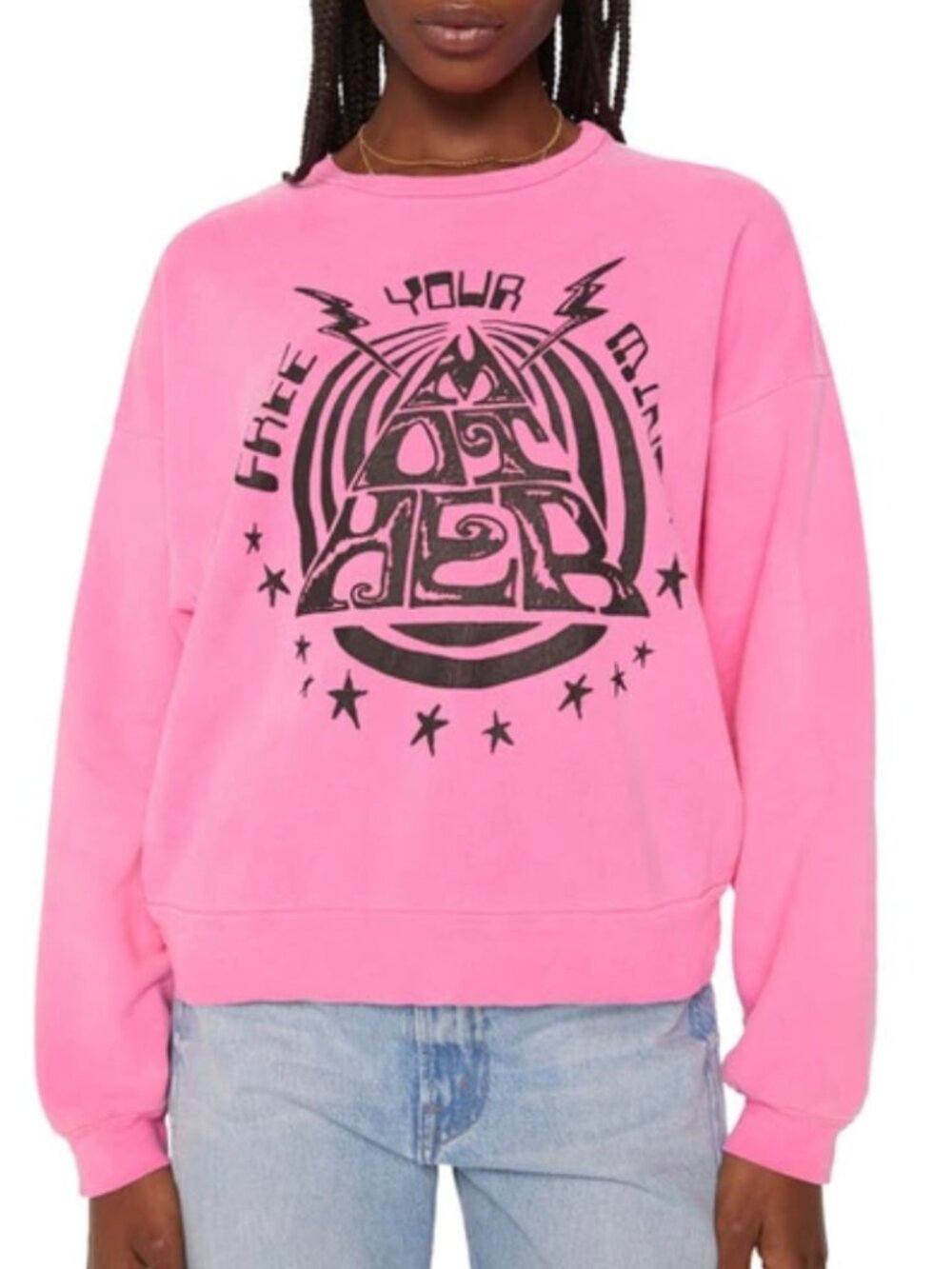 MOTHER - The Drop Square Sweatshirt Mind Your Mother | Size M | Hot Pink